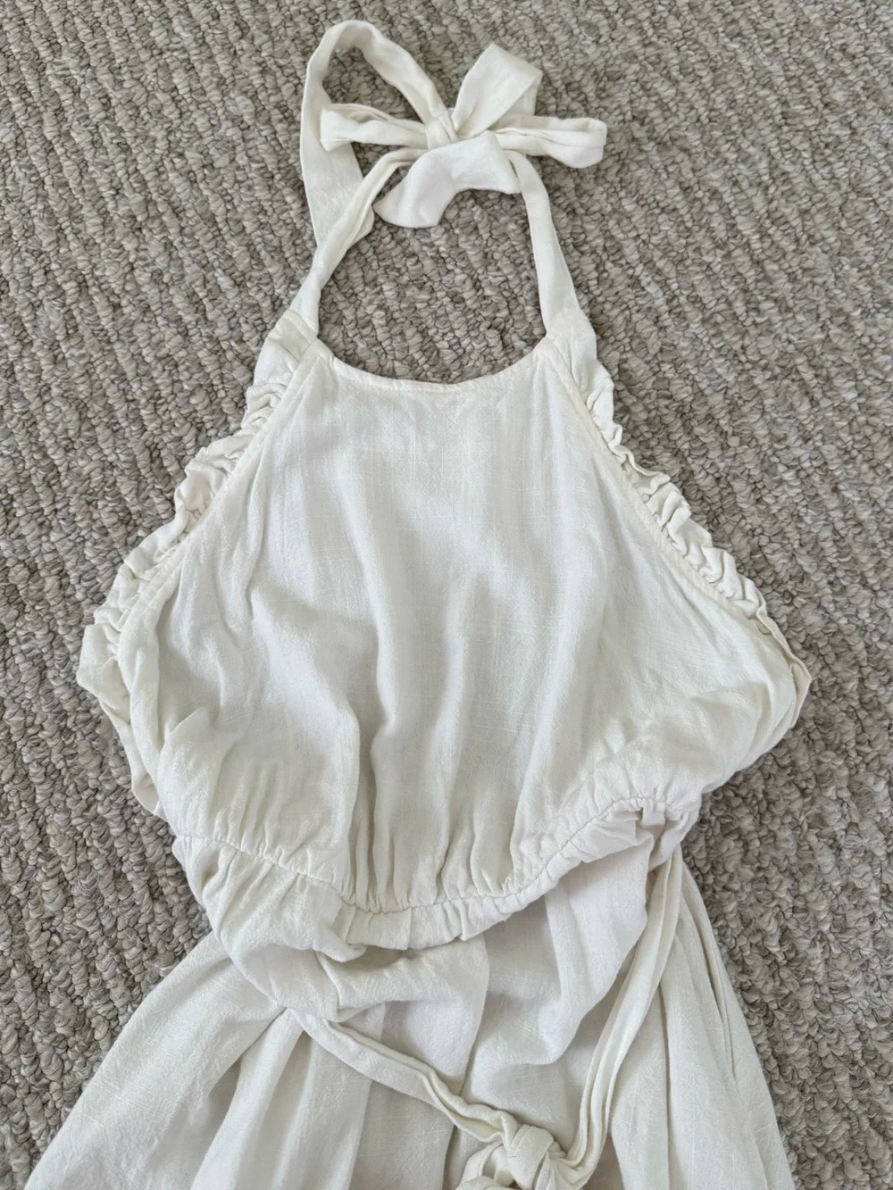 White Linen Euro Summer Romper - Picture 3 of 6